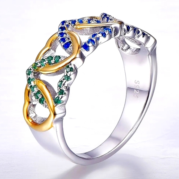 S925 Solid Sterling Silver Infinity Heart Ring/Band - Picture 4 of 5